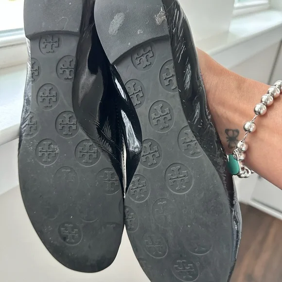 Tory Burch❤️ Flats Black Patent Leather-With Dust Bag - Picture 5 of 12
